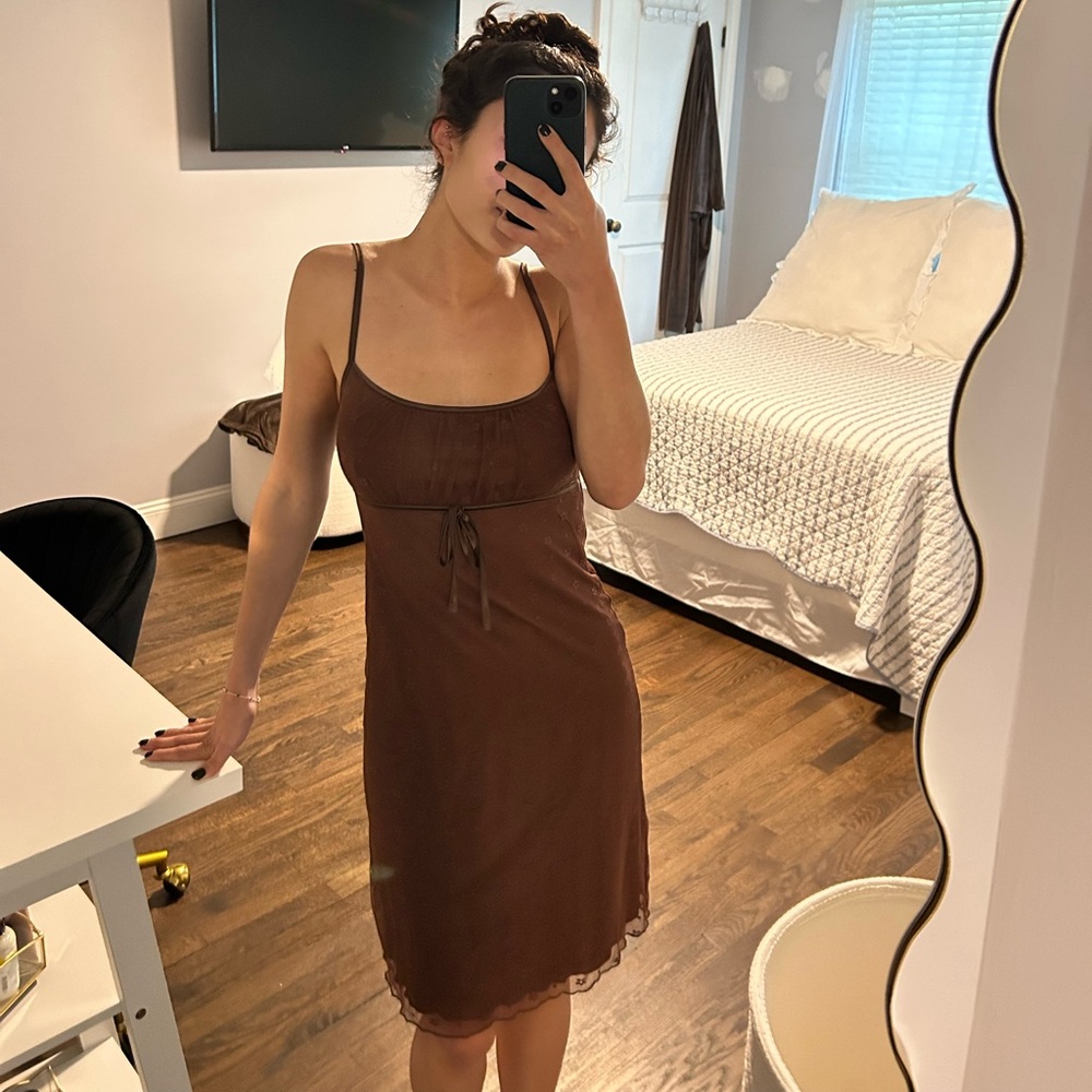 Brown Sleeveless flower Midi Dress “mocha dress”